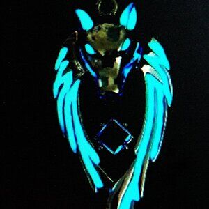 Dynamic Glow in the Dark Green Gothic Wolf on a 19" Black Hemp Handmade Necklace